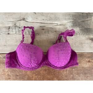 Victoria's Secret PINK Thriller Purple Lace 36B Wink Push Up Balconette Bra